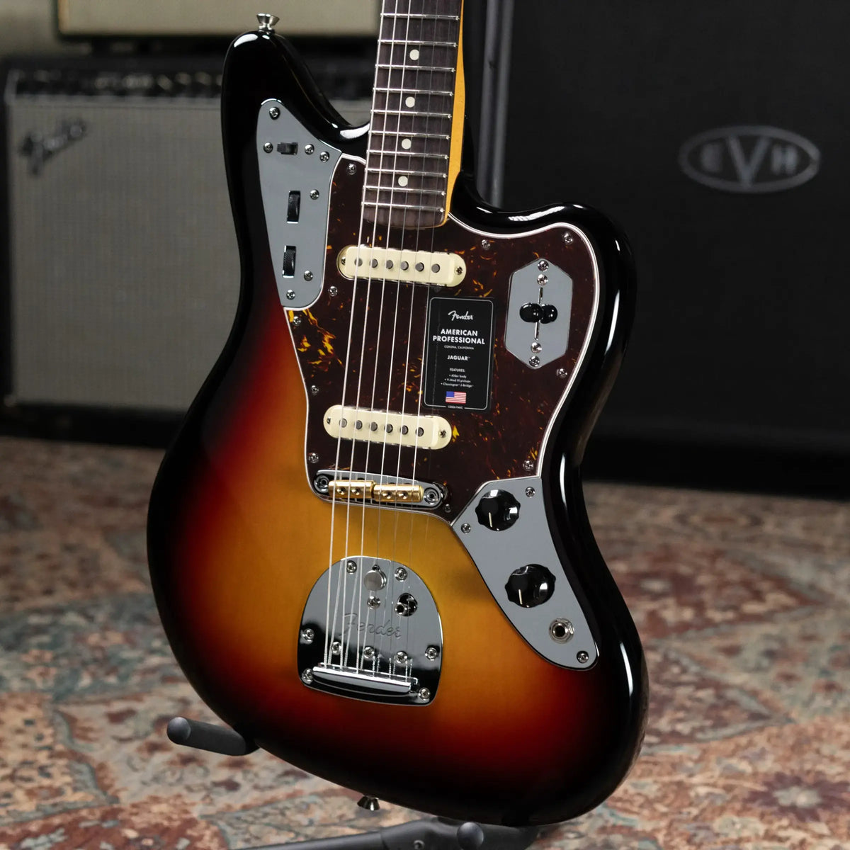 Fender American Professional Jaguar Electric Guitar - 3-Color Sunburst with Hardshell Case