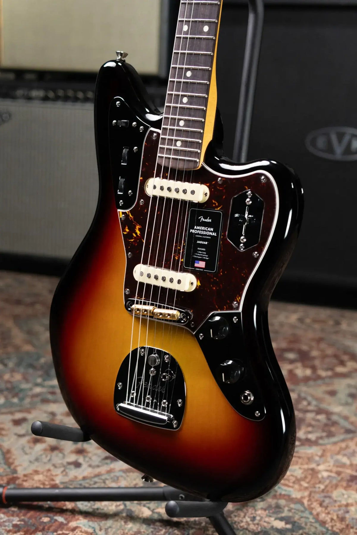 Fender American Professional Jaguar Electric Guitar - 3-Color Sunburst with Hardshell Case