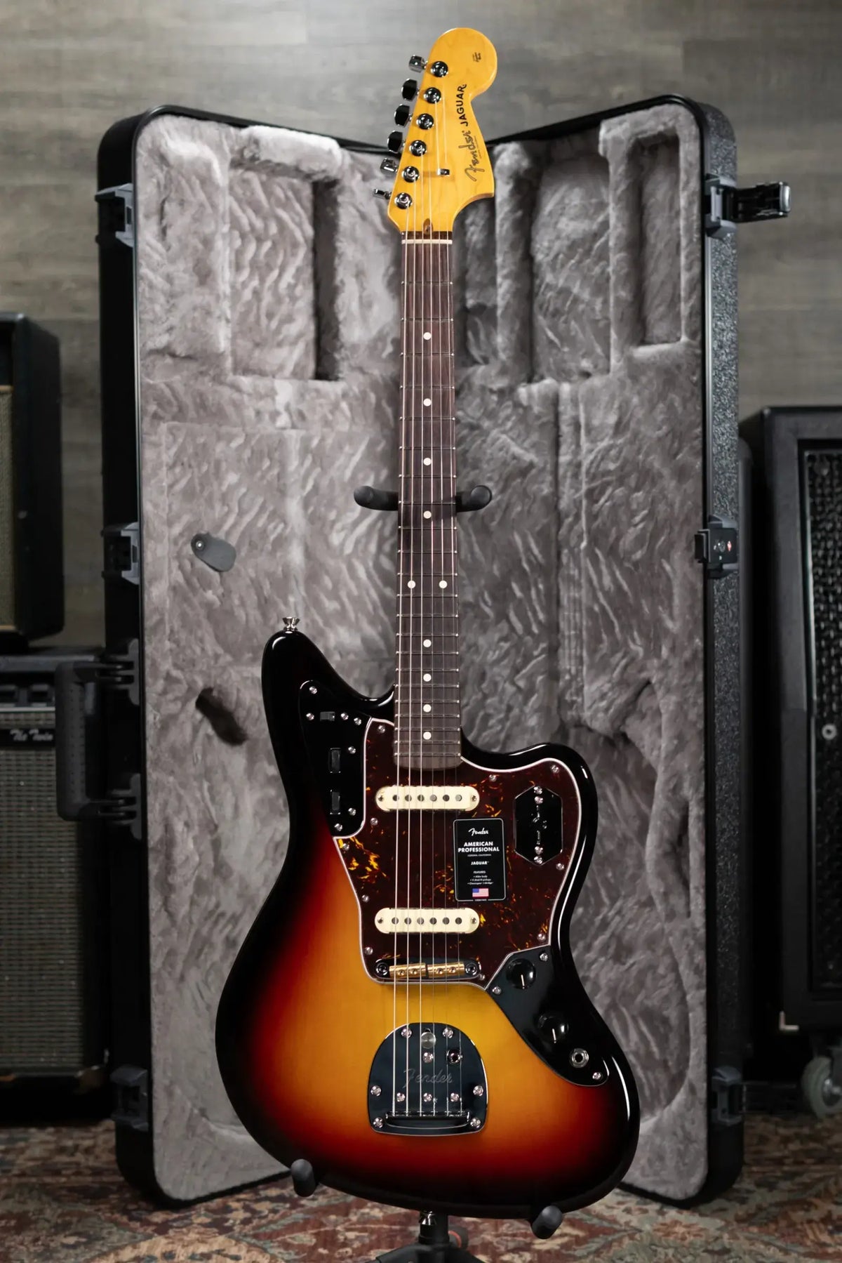 Fender American Professional Jaguar Electric Guitar - 3-Color Sunburst with Hardshell Case