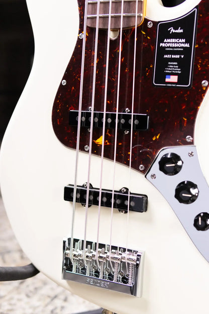 Fender American Professional Jazz Bass V - Olympic White with Hardshell Case