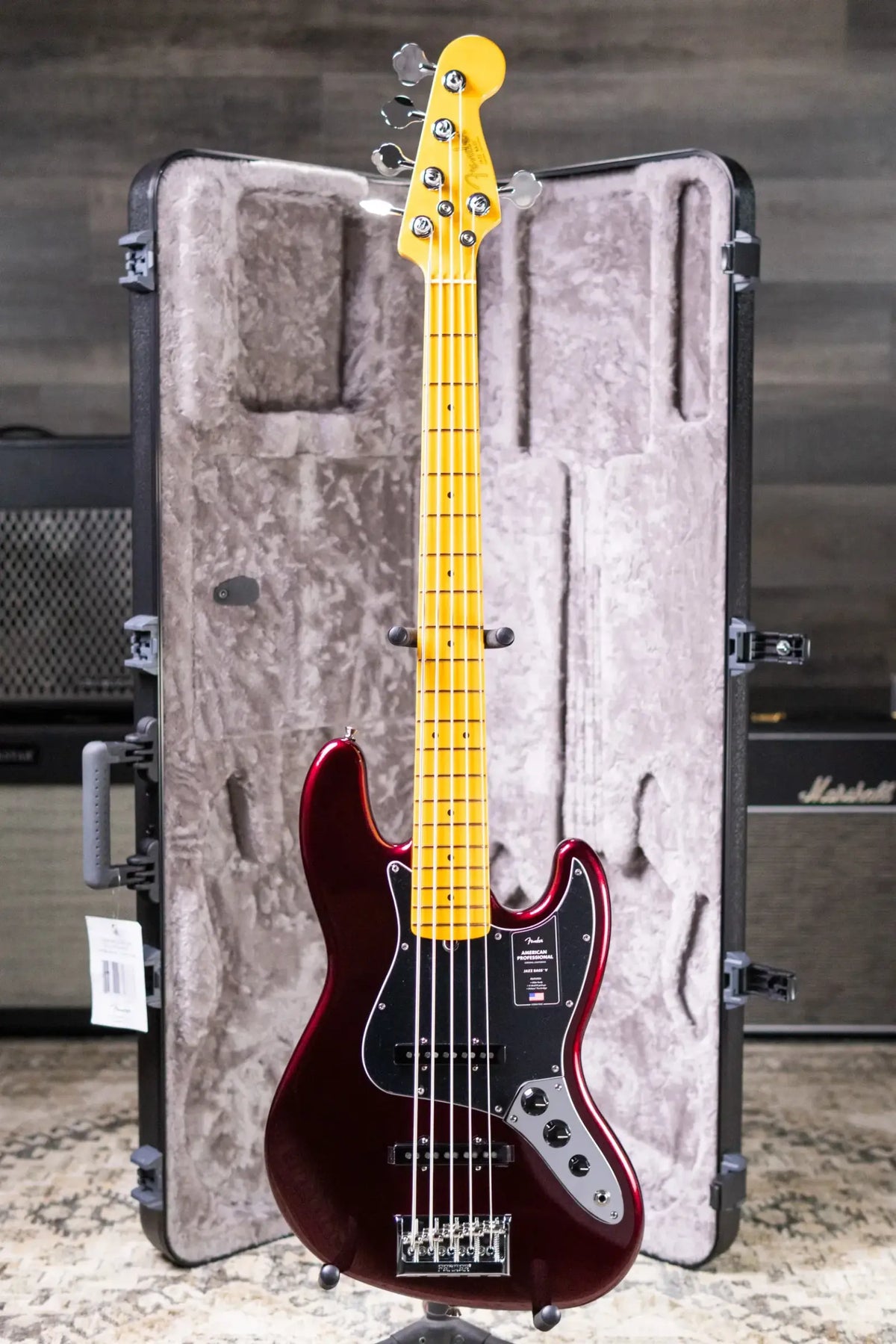 Fender American Professional Jazz Bass V - Oxblood with Hardshell Case