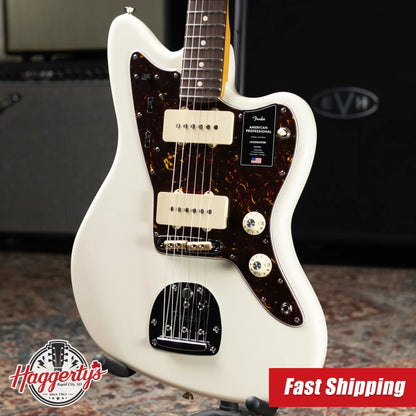 Fender American Professional Jazzmaster Electric Guitar - Olympic White with Hardshell Case
