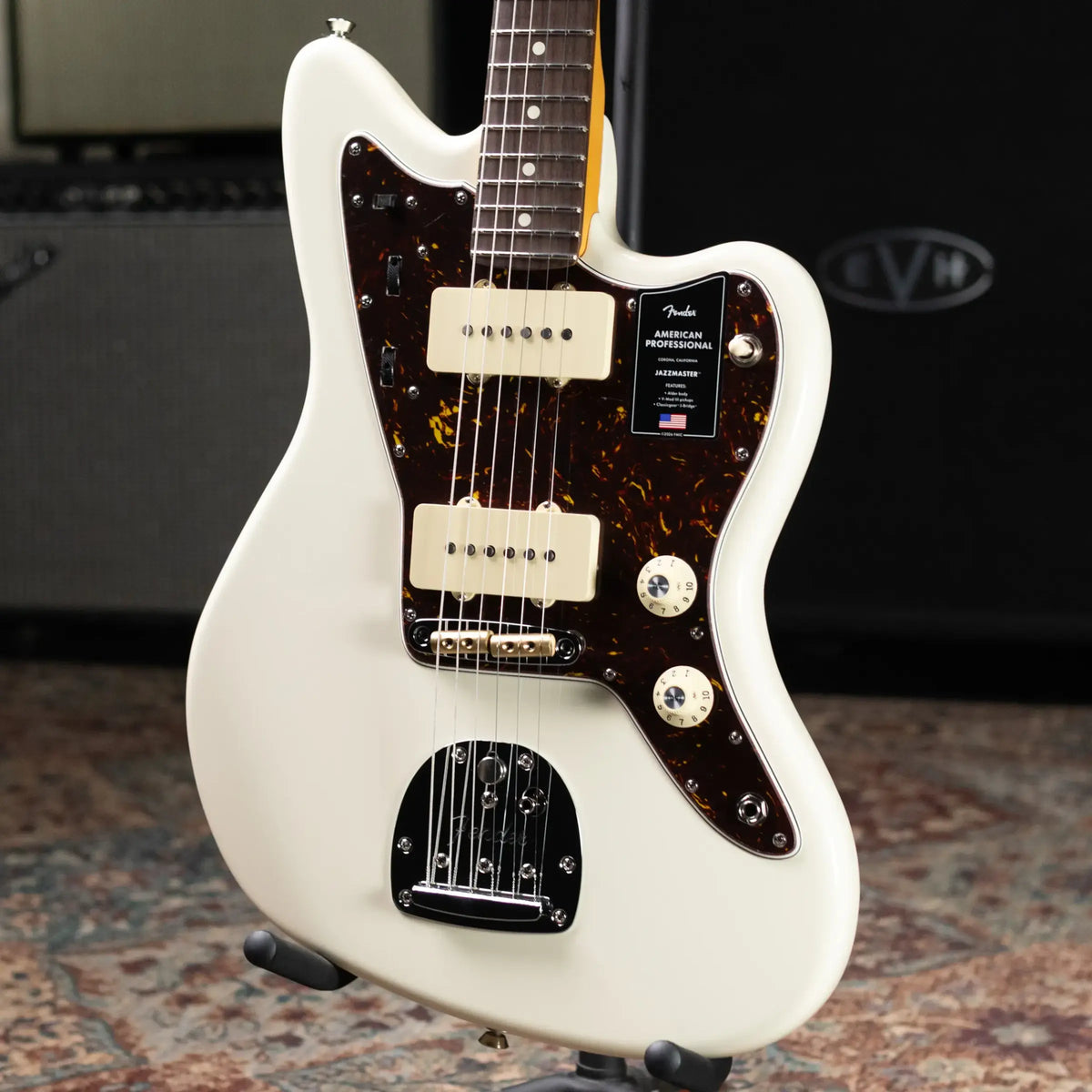 Fender American Professional Jazzmaster Electric Guitar - Olympic White with Hardshell Case