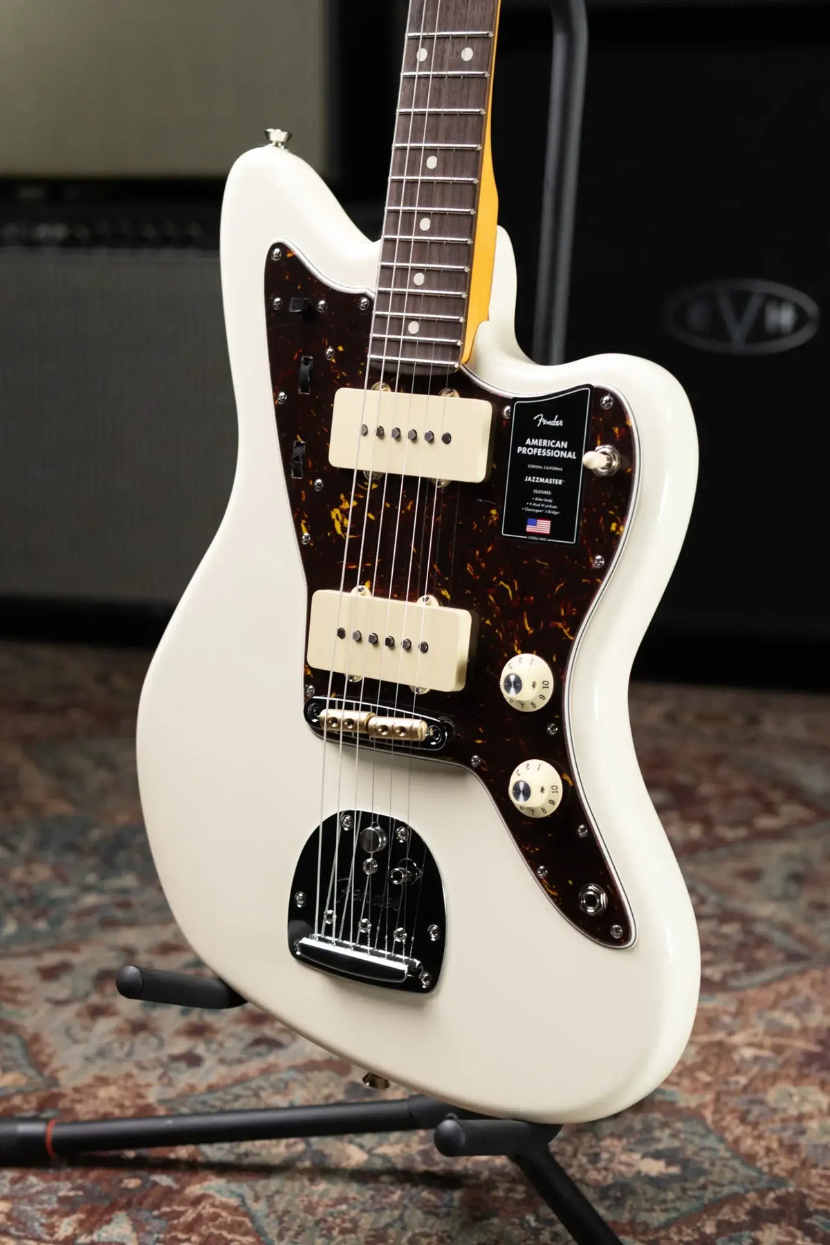 Fender American Professional Jazzmaster Electric Guitar - Olympic White with Hardshell Case