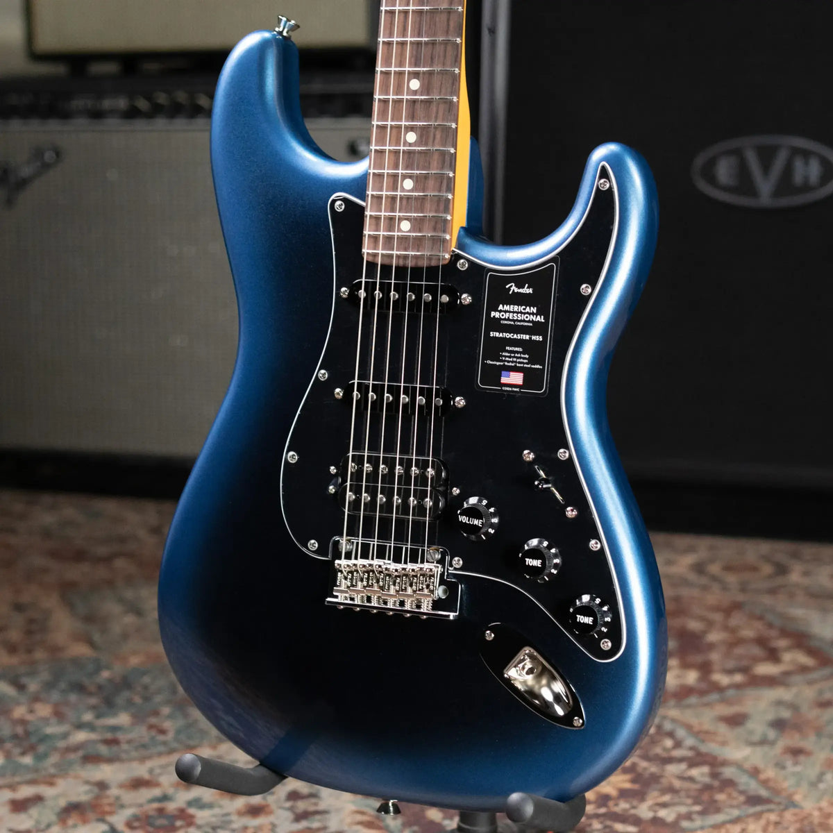 Fender American Professional Stratocaster HSS Electric Guitar - Dark Night with Hardshell Case