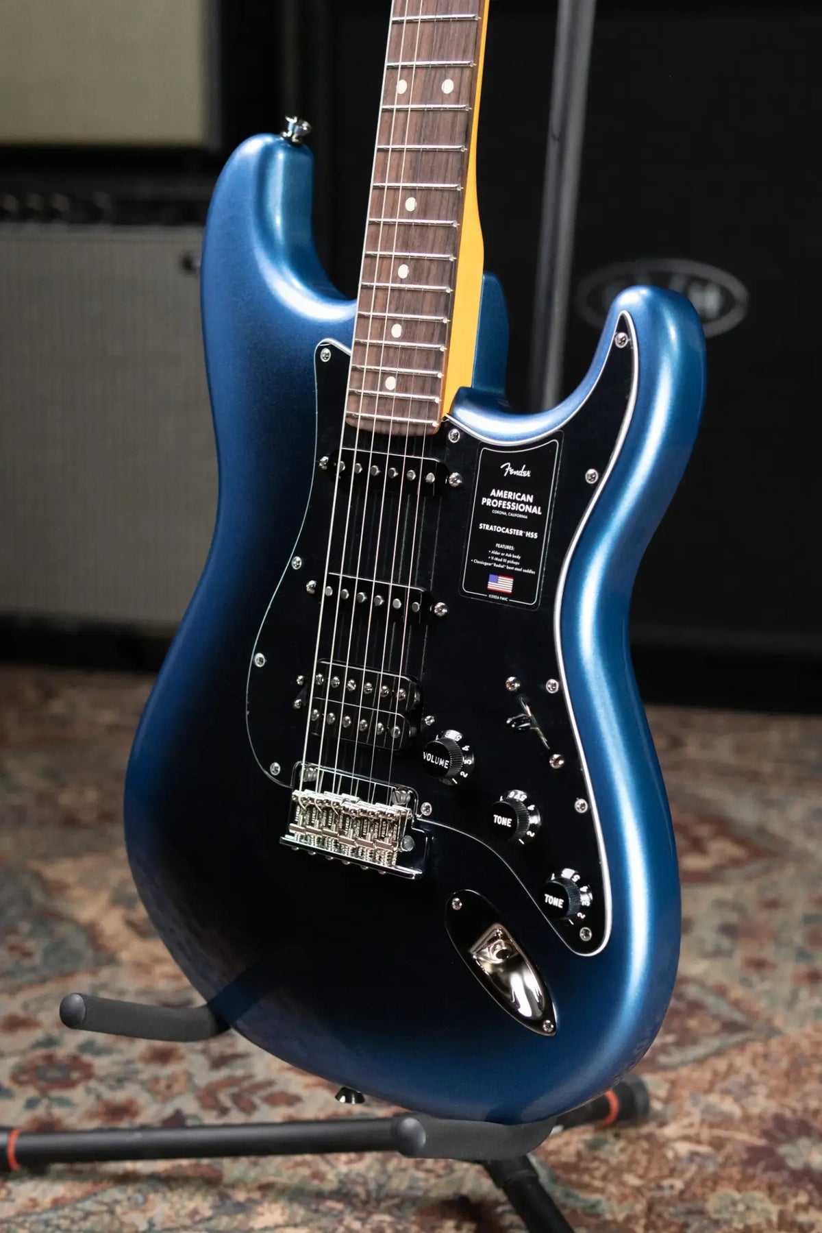 Fender American Professional Stratocaster HSS Electric Guitar - Dark Night with Hardshell Case