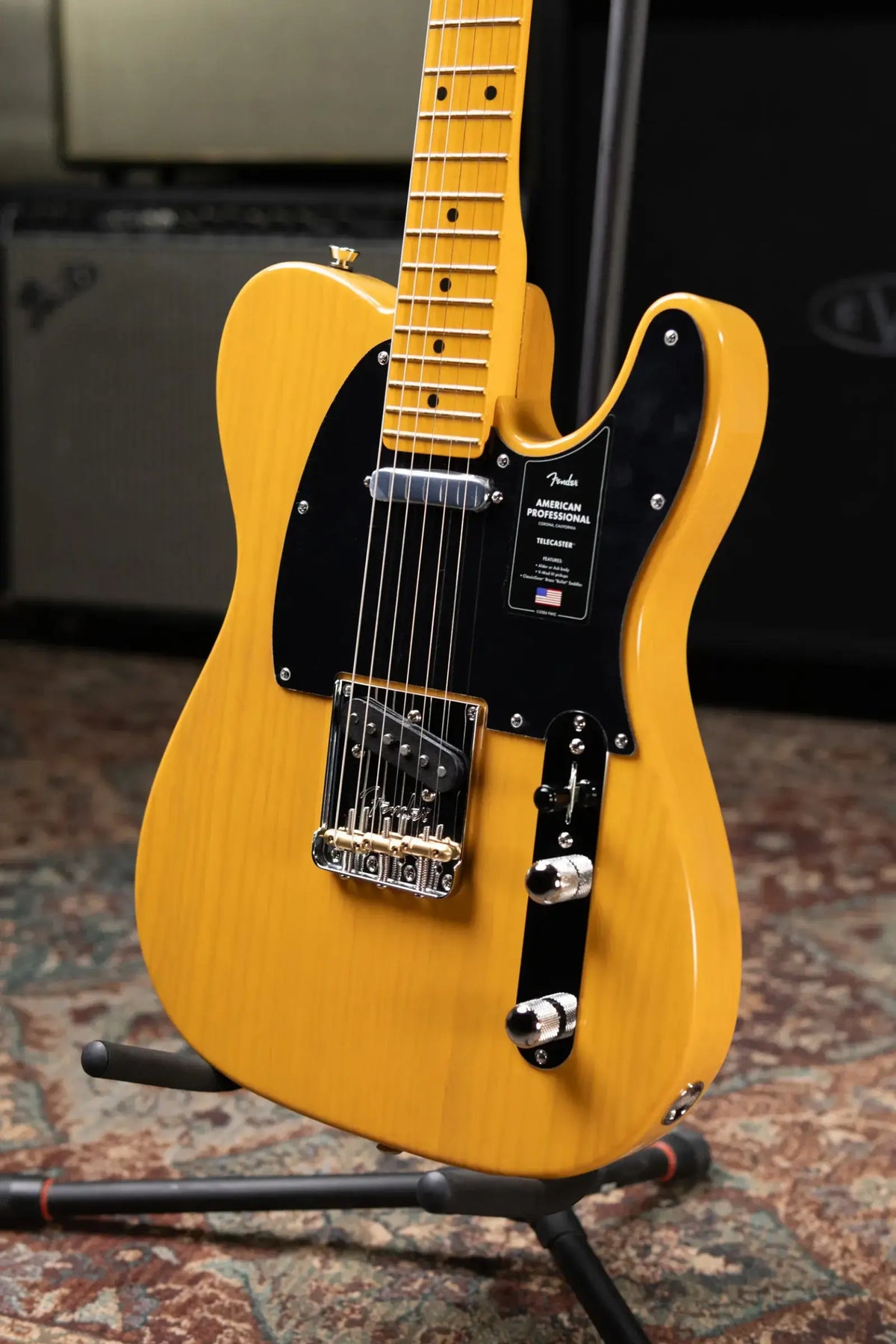 Fender American Professional Telecaster Electric Guitar - Butterscotch Blonde with Hardshell Case