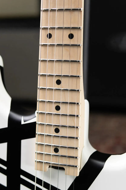 EVH Striped Series Shapes Electric Guitar - White and Black with Gig Bag