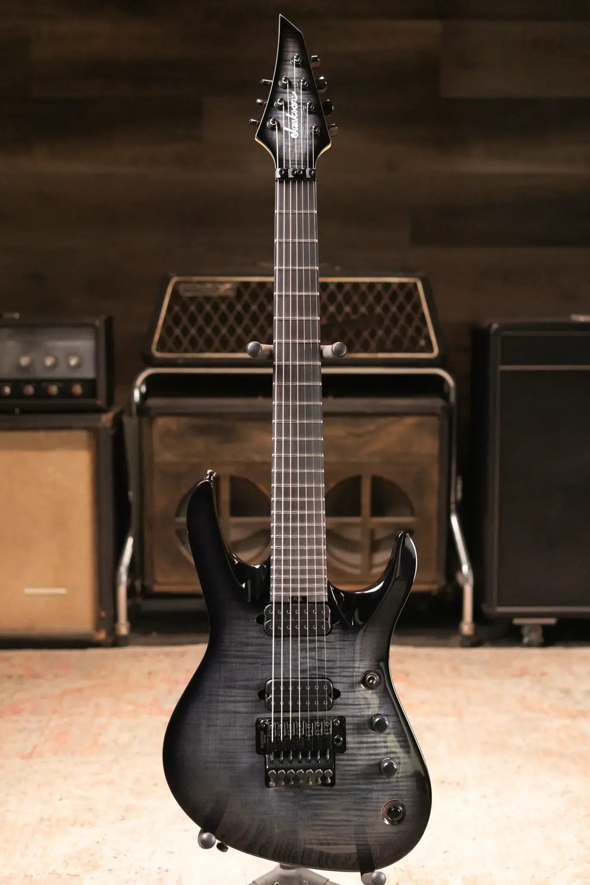 Jackson Pro Plus Series Signature Chris Broderick Soloist 7 String Electric Guitar - Transparent Black with Foam Core Case - Demo