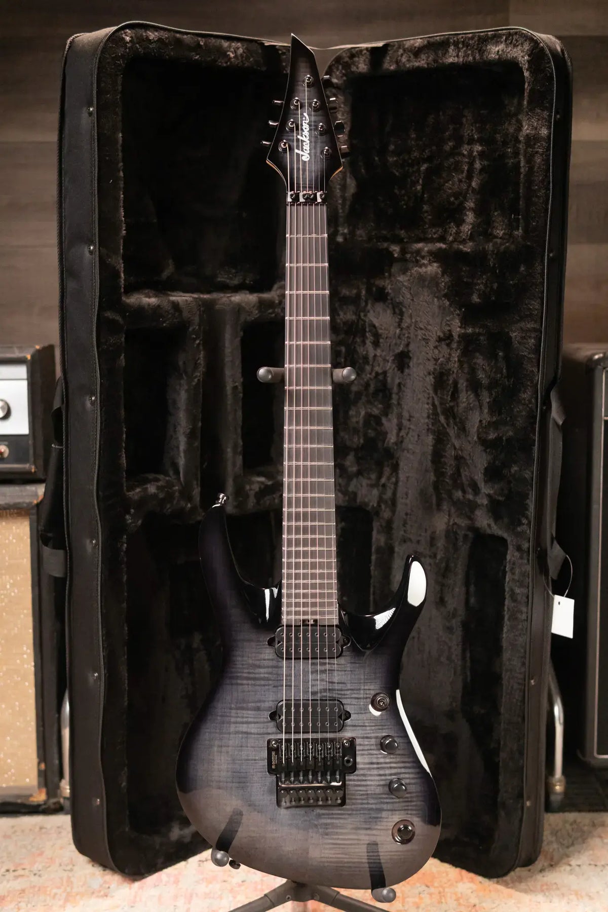 Jackson Pro Plus Series Signature Chris Broderick Soloist 7 String Electric Guitar - Transparent Black with Foam Core Case - Demo