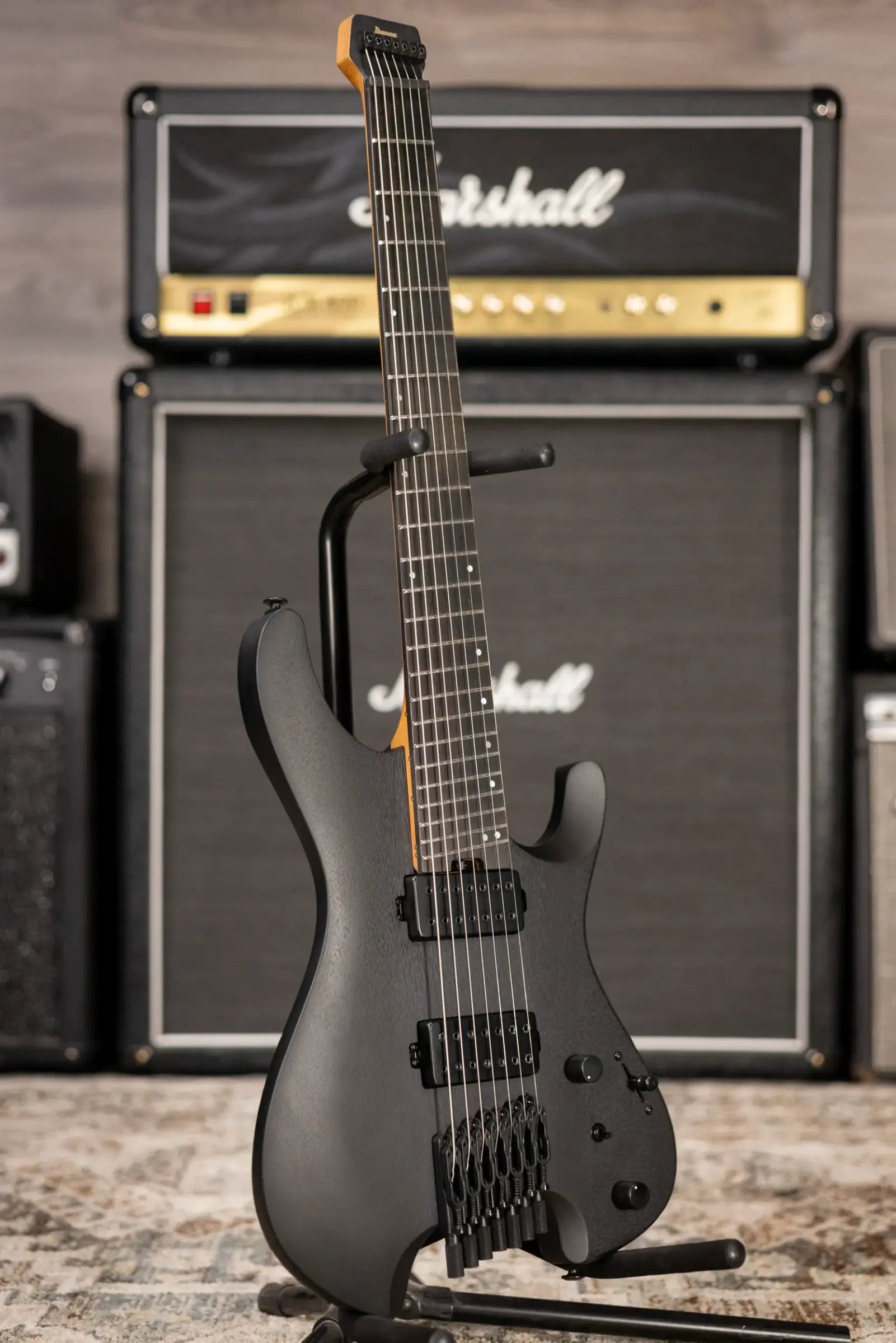 Ibanez QX527B 7-String Headless Electric Guitar - Weathered Black with Gig Bag