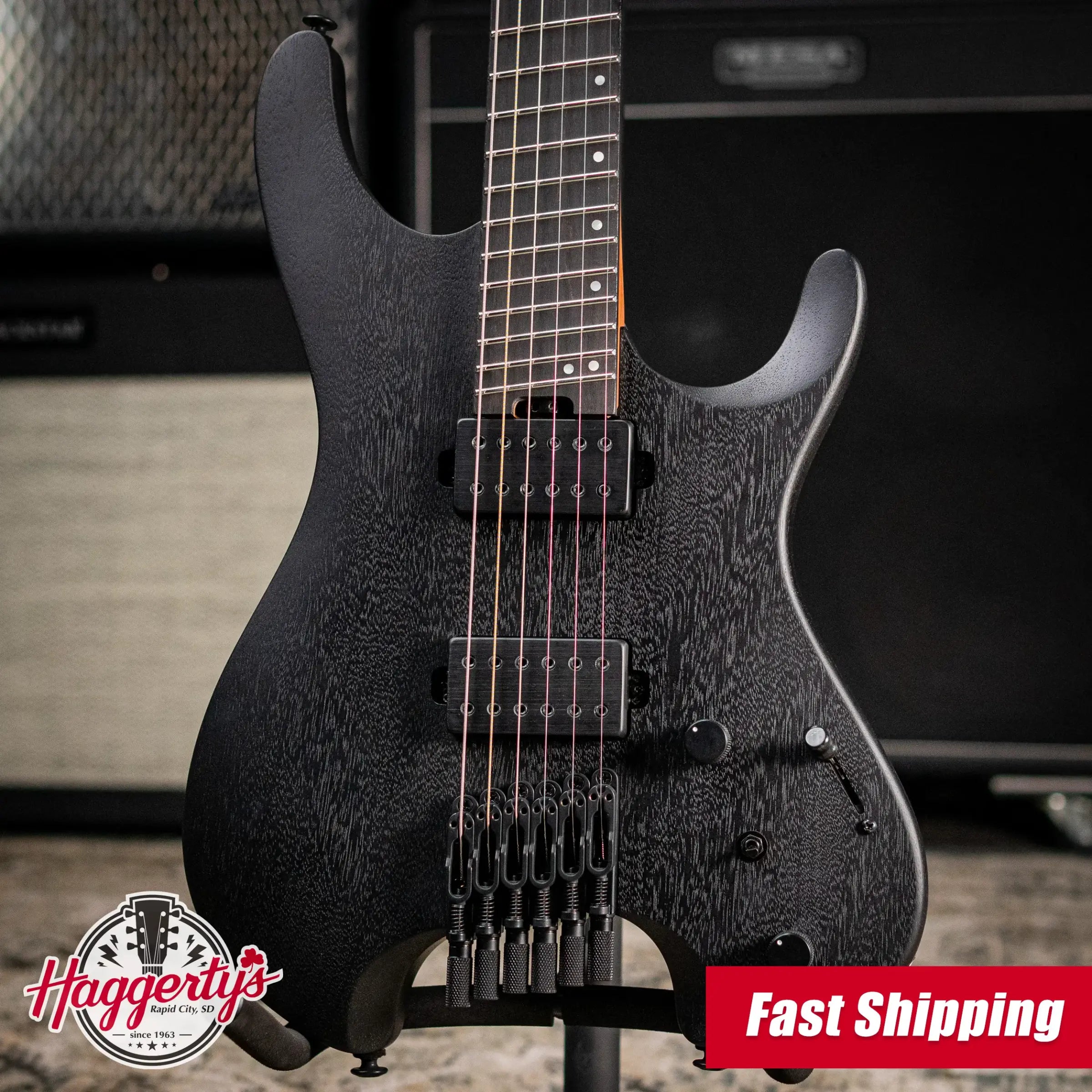 Ibanez QX52B Headless Electric Guitar - Weathered Black with Gig Bag