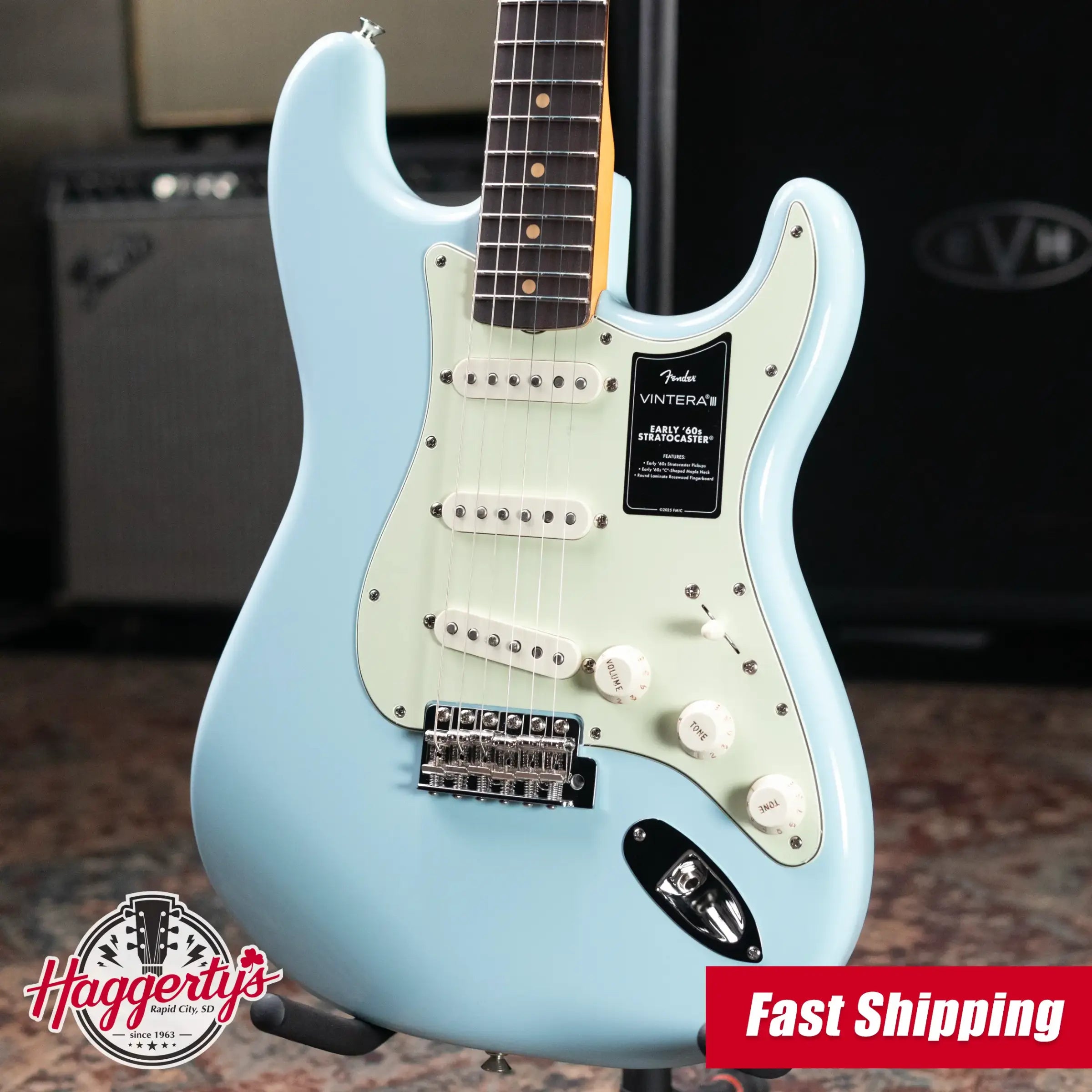 Fender Vintera III Early '60s Stratocaster Electric Guitar - Sonic Blue with Gig Bag