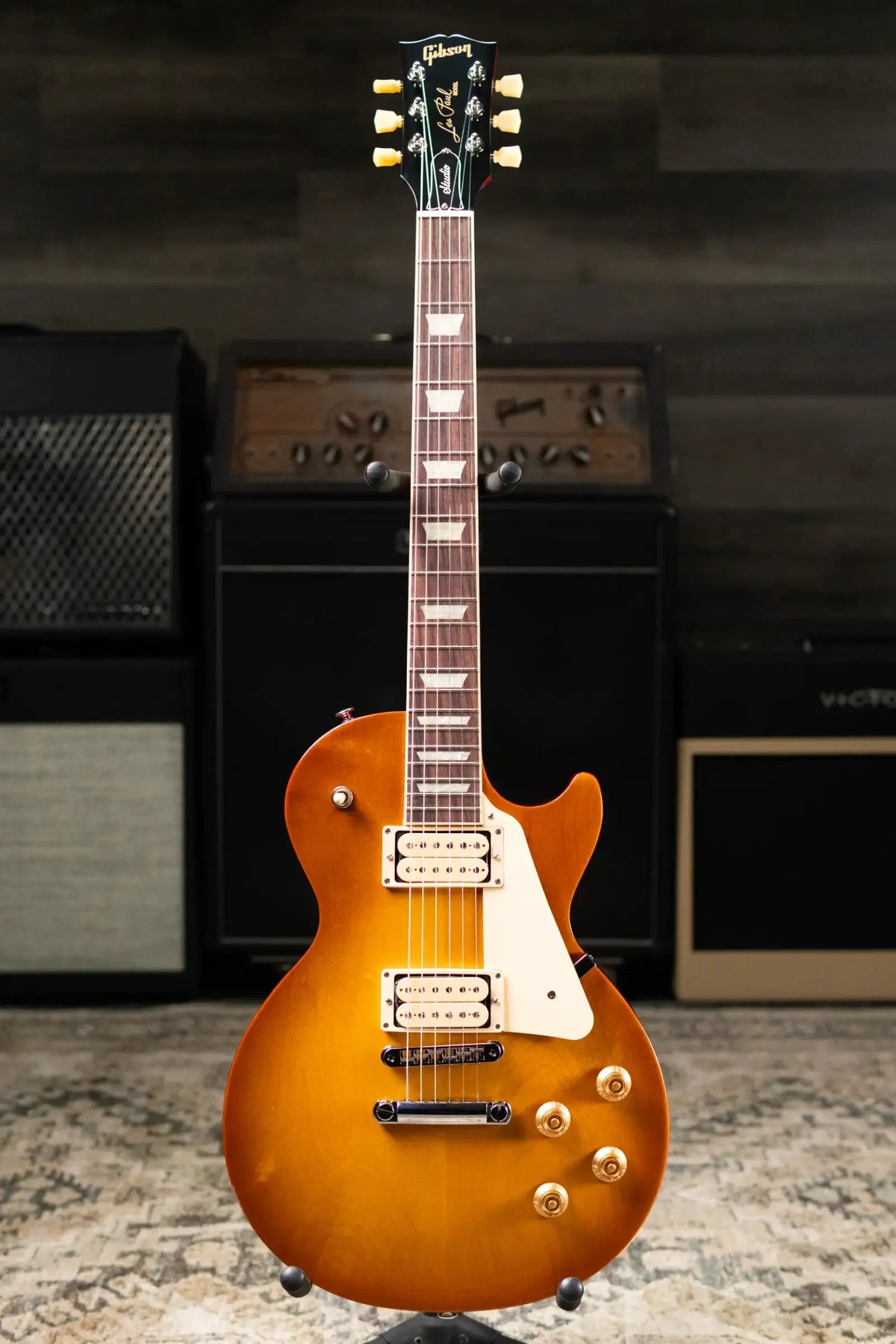 Gibson Les Paul Studio Double Trouble Electric Guitar - Dirty Lemon Burst/Cherry Back with Gig Bag