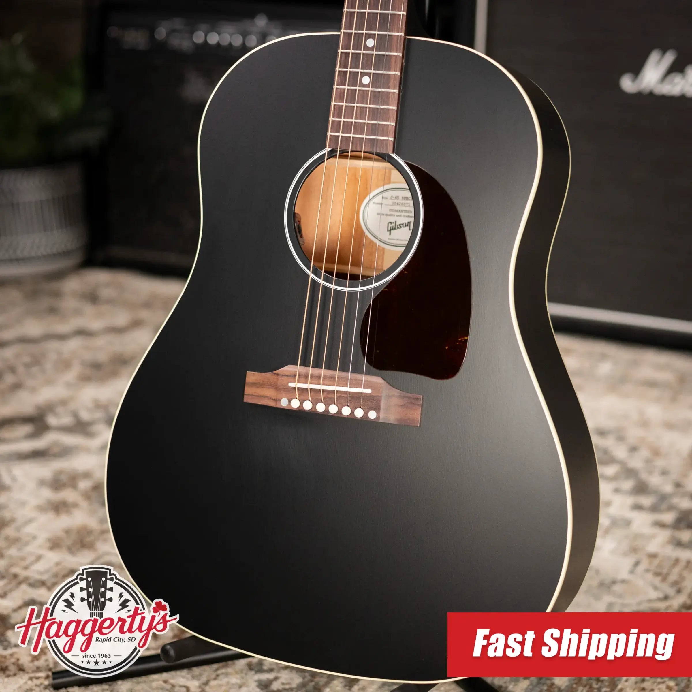 Gibson J-45 Special Dreadnought Acoustic Guitar - Ebony Satin with Gig Bag