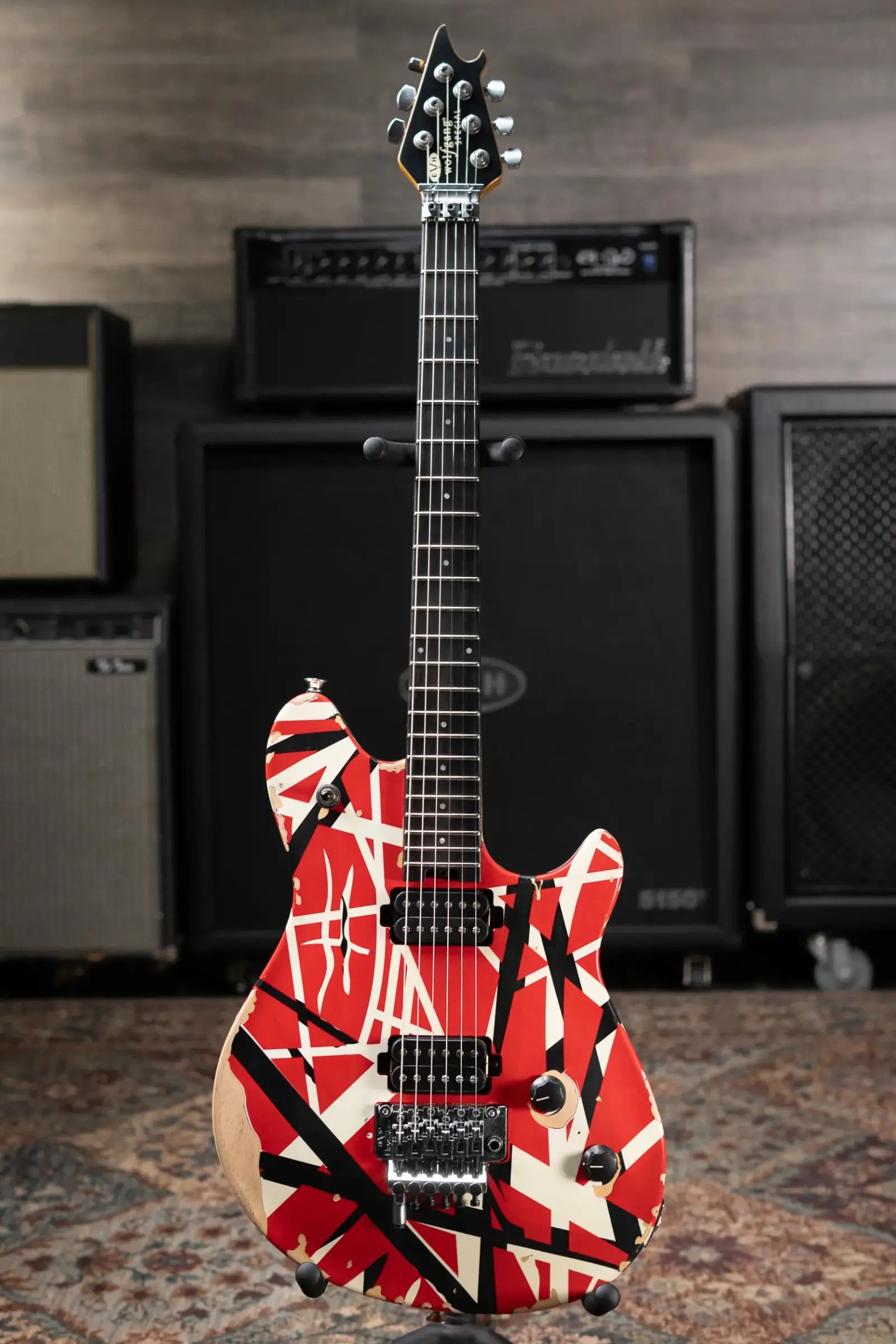 EVH Limited Edition Wolfgang Special Striped Series Electric Guitar - Aged Red, Black & White with Gig Bag