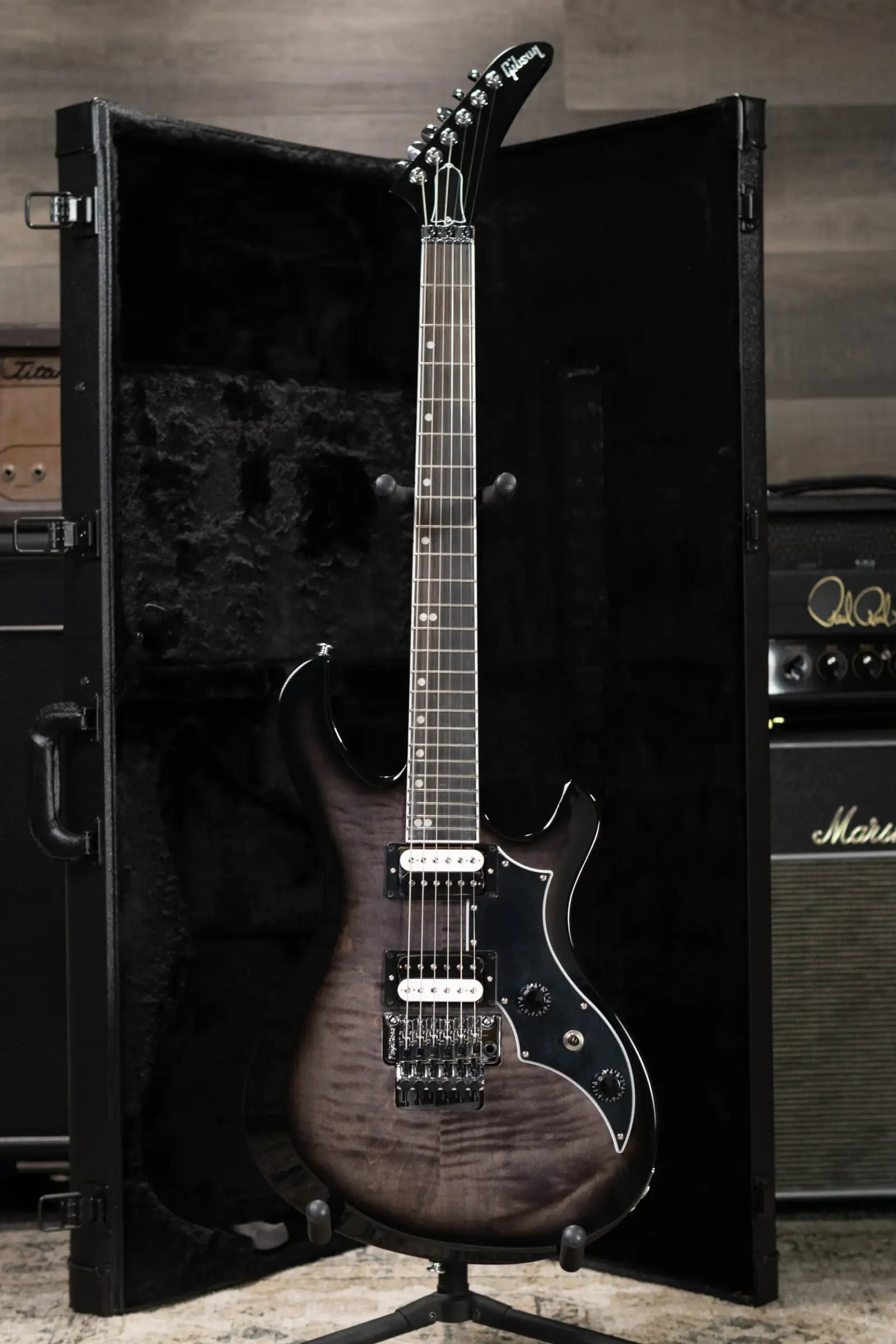 Gibson Victory Floyd Rose Electric Guitar - Translucent Ebony Burst with Hardshell Case