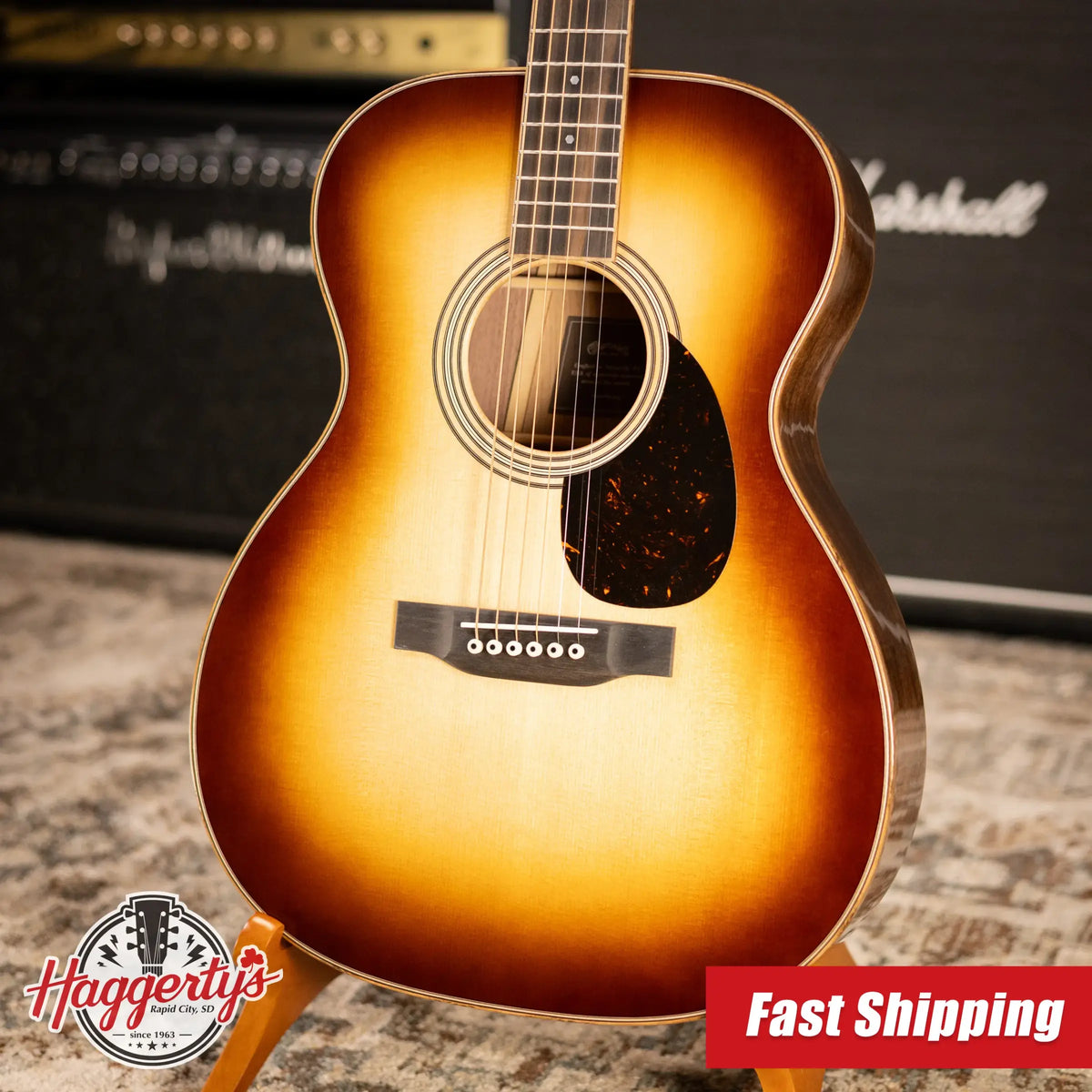 Martin OM-35 Inception Acoustic Guitar - Dark Toasted Burst with Hardshell Case