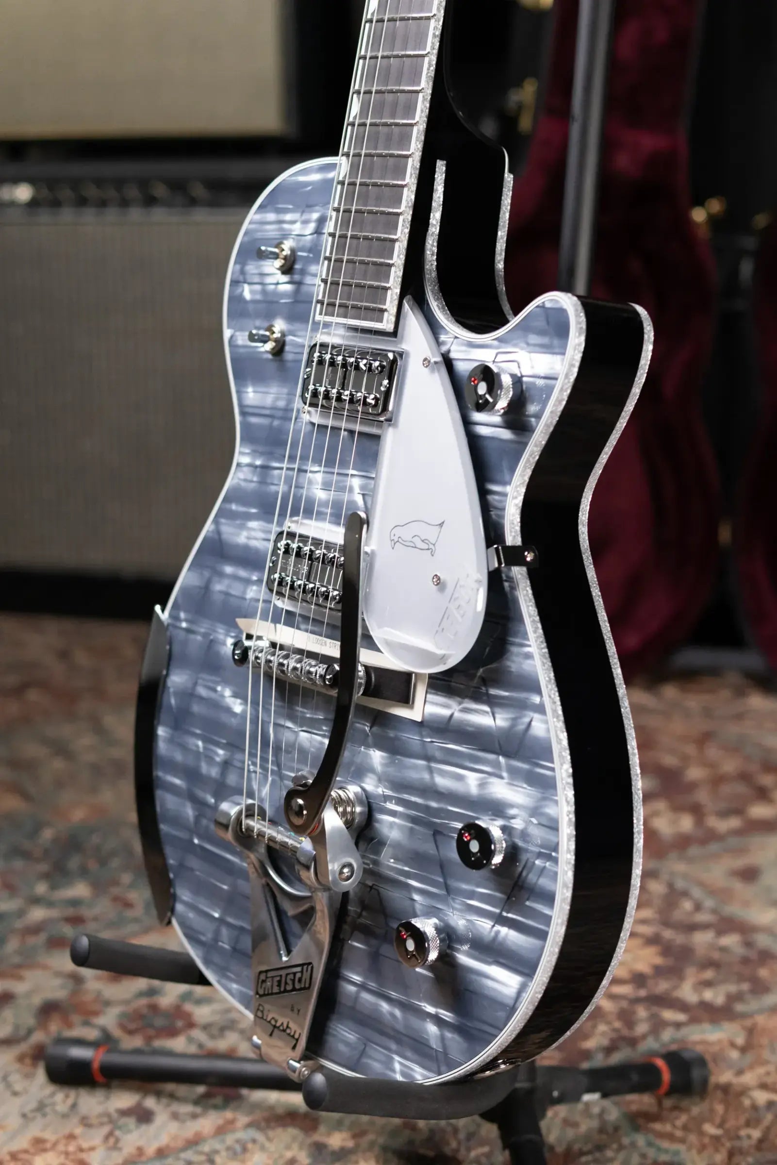 Gretsch G6134T Limited Edition Penguin with String-Thru Bigsby Electric Guitar - Light Blue Pearl with Hardshell Case