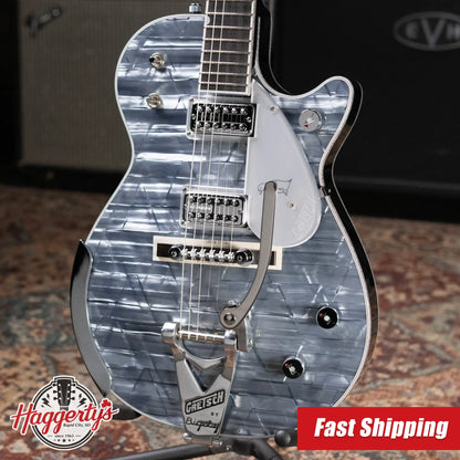 Gretsch G6134T Limited Edition Penguin with String-Thru Bigsby Electric Guitar - Light Blue Pearl with Hardshell Case