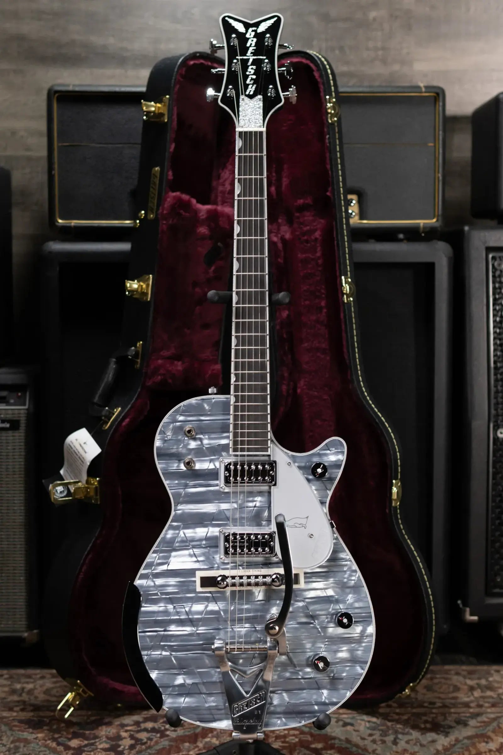 Gretsch G6134T Limited Edition Penguin with String-Thru Bigsby Electric Guitar - Light Blue Pearl with Hardshell Case