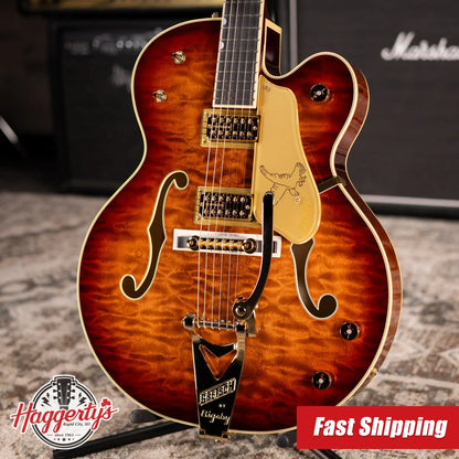 Gretsch G6136TGQM-59 Limited Edition Quilt Classic Falcon with Bigsby Hollow Body Electric Guitar - Forge Glow with Hardshell Case