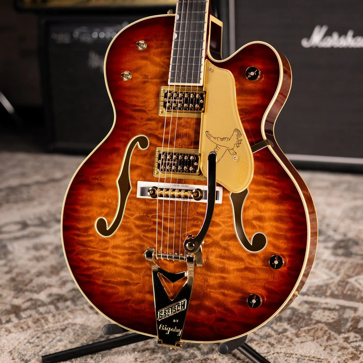Gretsch G6136TGQM-59 Limited Edition Quilt Classic Falcon with Bigsby Hollow Body Electric Guitar - Forge Glow with Hardshell Case