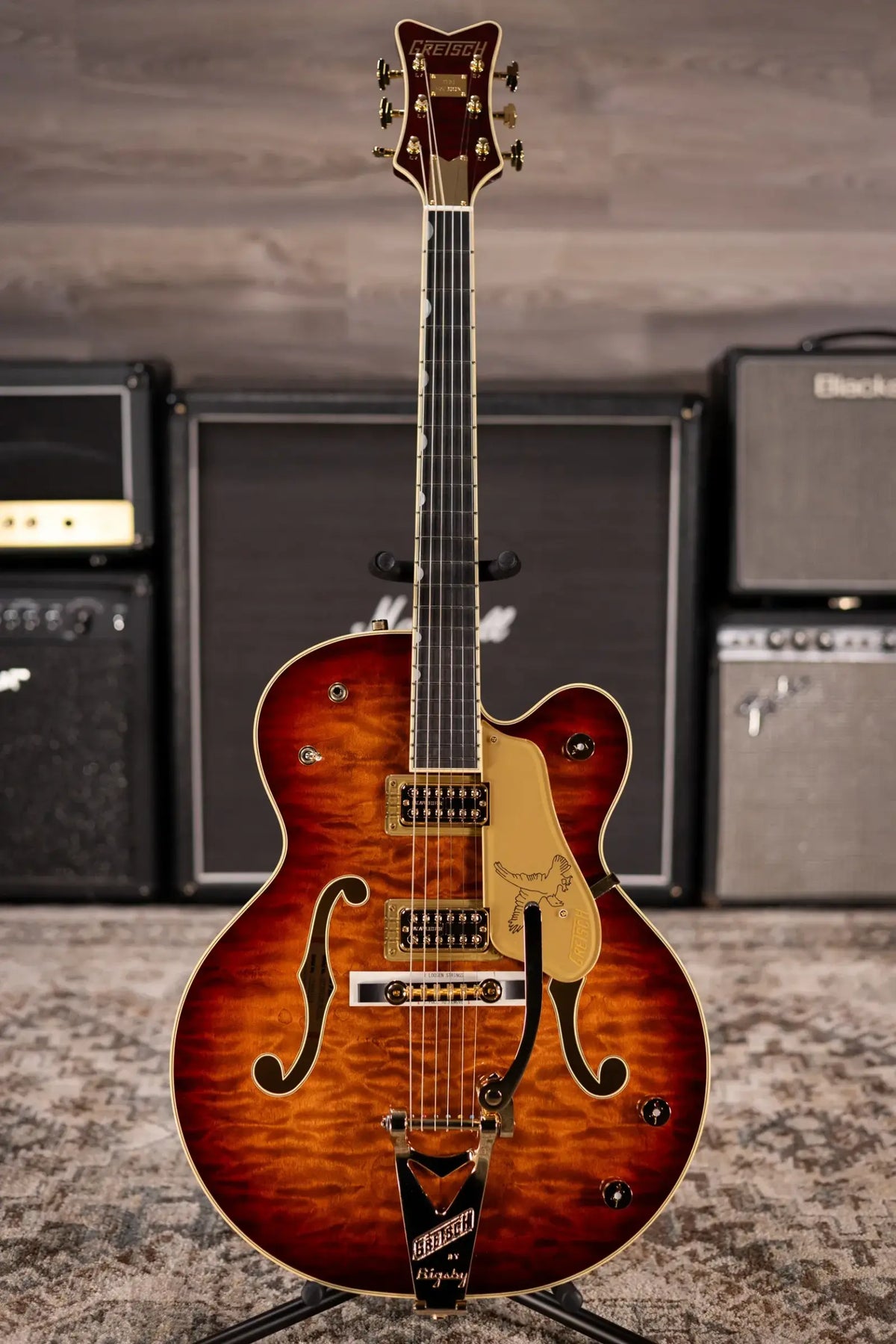 Gretsch G6136TGQM-59 Limited Edition Quilt Classic Falcon with Bigsby Hollow Body Electric Guitar - Forge Glow with Hardshell Case