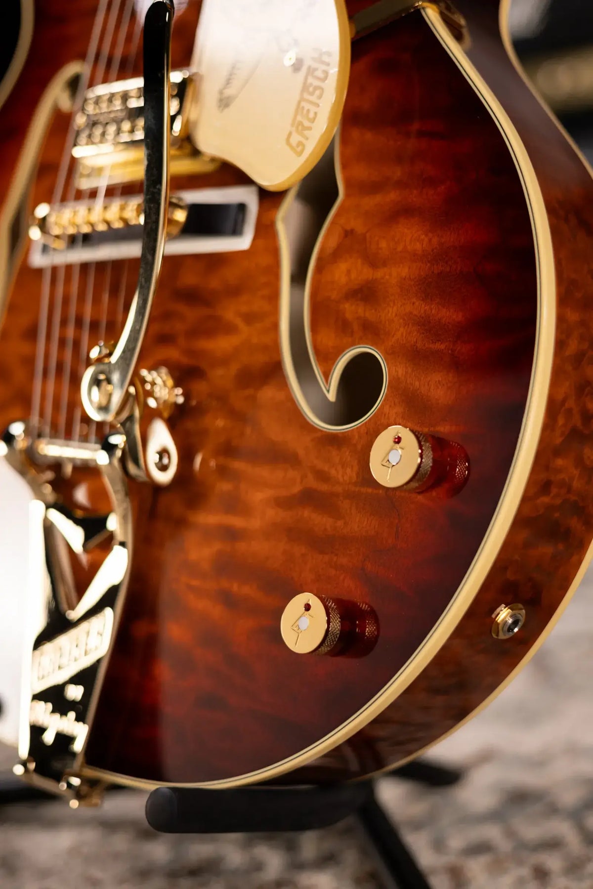 Gretsch G6136TGQM-59 Limited Edition Quilt Classic Falcon with Bigsby Hollow Body Electric Guitar - Forge Glow with Hardshell Case