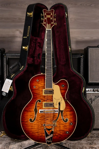 Gretsch G6136TGQM-59 Limited Edition Quilt Classic Falcon with Bigsby Hollow Body Electric Guitar - Forge Glow with Hardshell Case