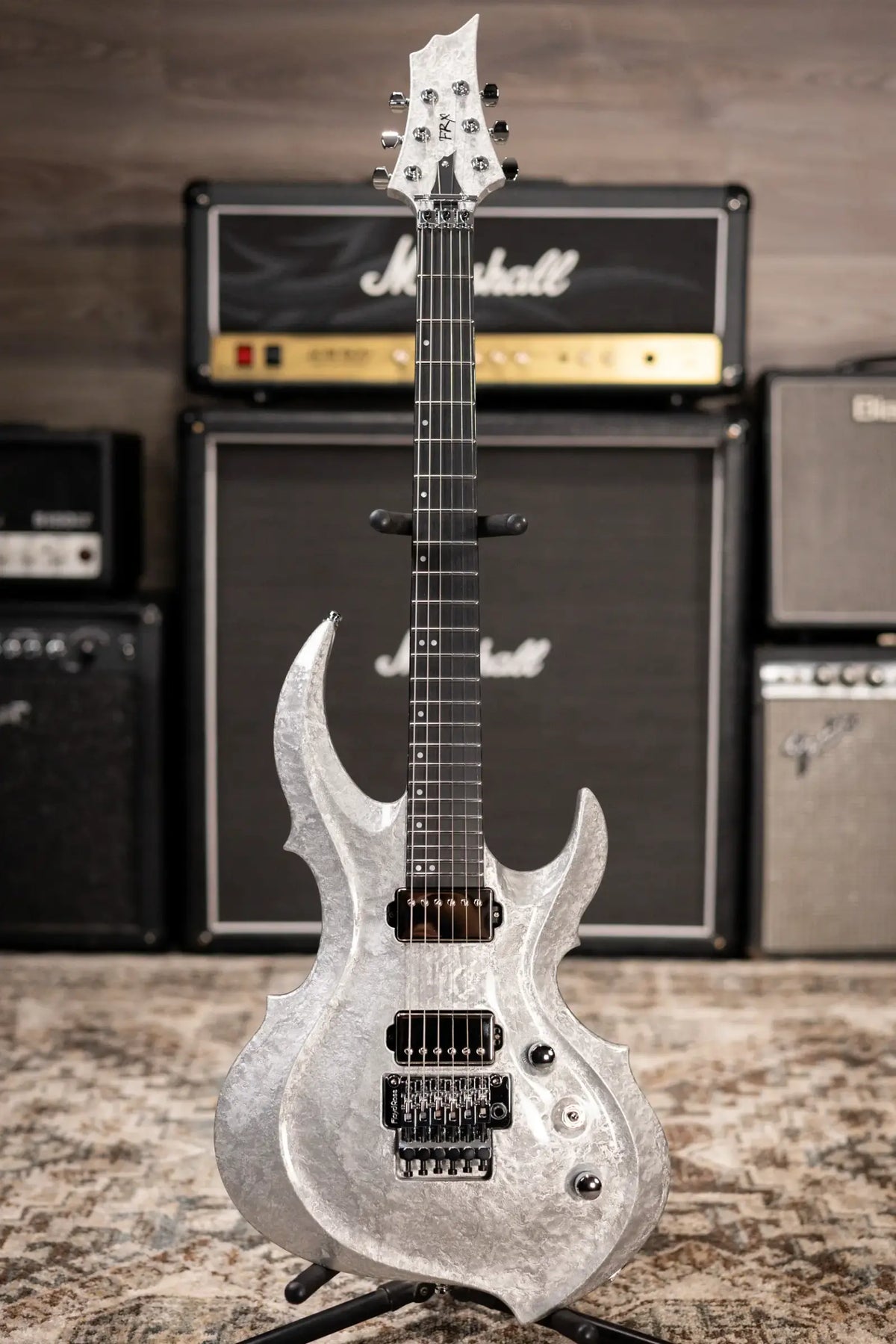ESP Custom Shop FRX Electric Guitar - Liquid Metal Silver with Hardshell Case