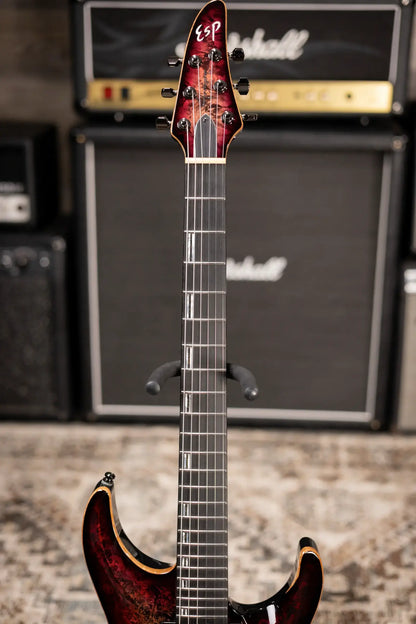 ESP Custom Shop Horizon NT CTM Electric Guitar - See Thru Red Burst with Hardshell Case