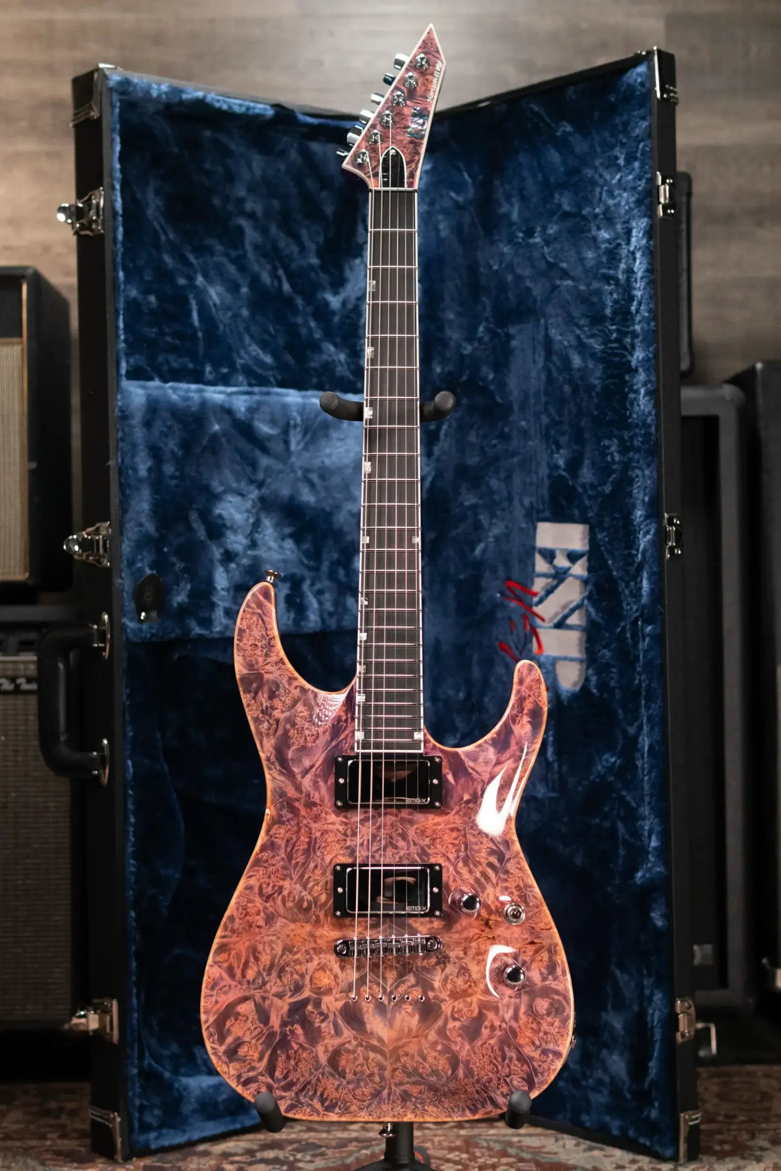 ESP Custom Shop USA Limited Edition Horizon II Electric Guitar - Pink Carmine with Hardshell Case