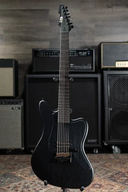 ESP LTD Alex Wade XJ Signature 7-String Baritone Electric Guitar - Black Satin with Hardshell Case