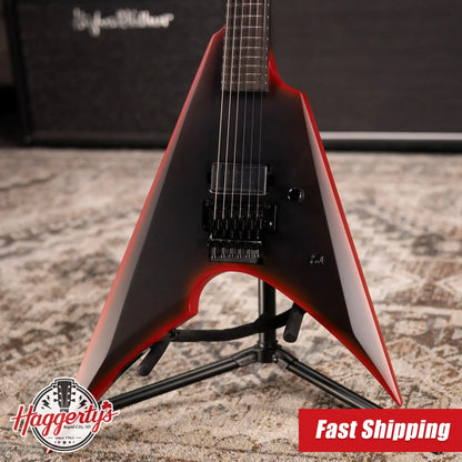 ESP LTD Black Metal Arrow Electric Guitar - Black Red Burst Satin