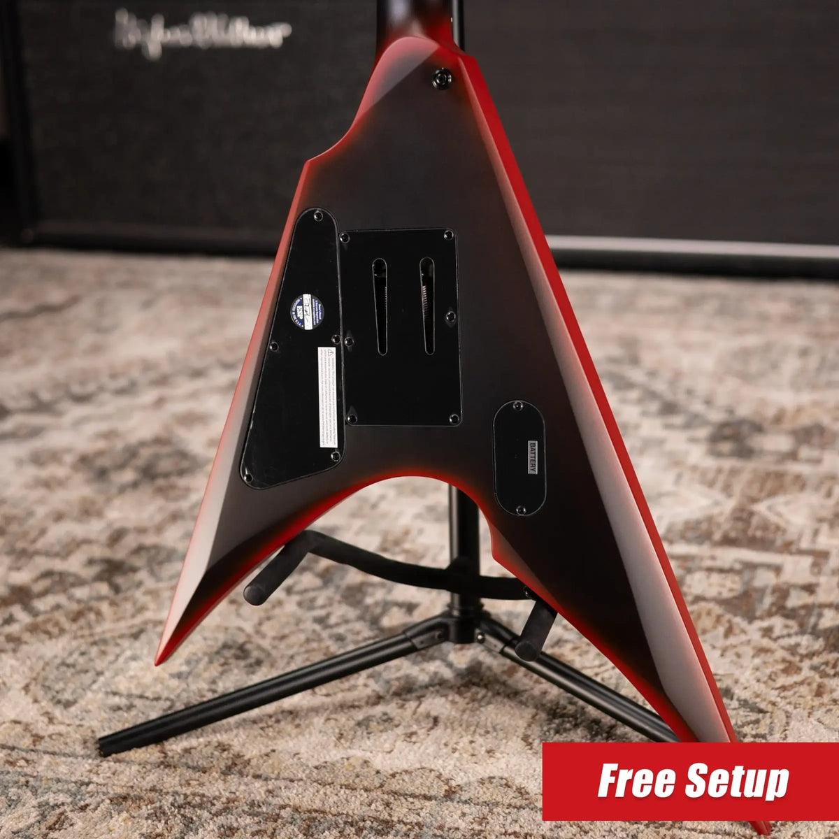 ESP LTD Black Metal Arrow Electric Guitar - Black Red Burst Satin