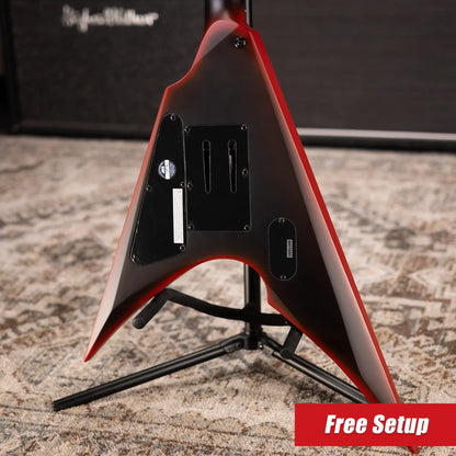 ESP LTD Black Metal Arrow Electric Guitar - Black Red Burst Satin