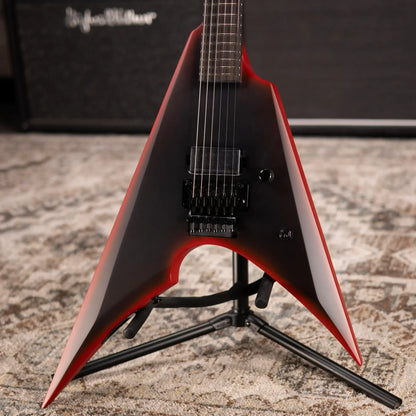 ESP LTD Black Metal Arrow Electric Guitar - Black Red Burst Satin