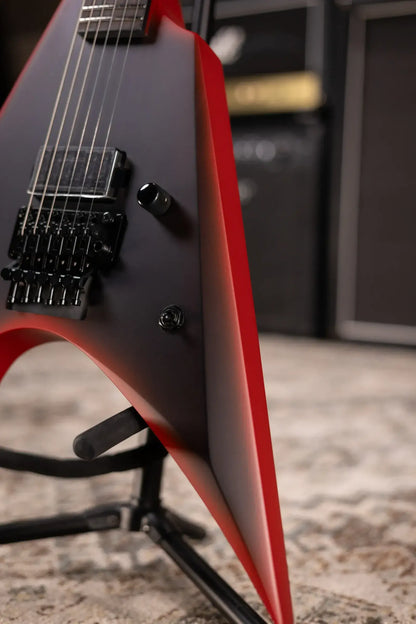 ESP LTD Black Metal Arrow Electric Guitar - Black Red Burst Satin