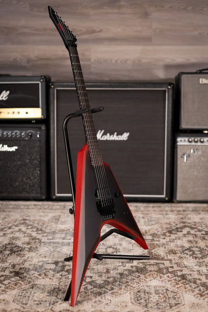 ESP LTD Black Metal Arrow Electric Guitar - Black Red Burst Satin
