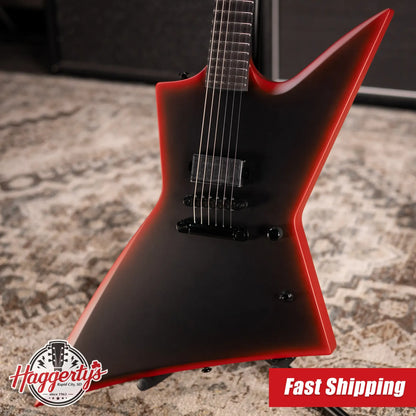 ESP LTD Black Metal EXL Electric Guitar - Black Red Burst Satin