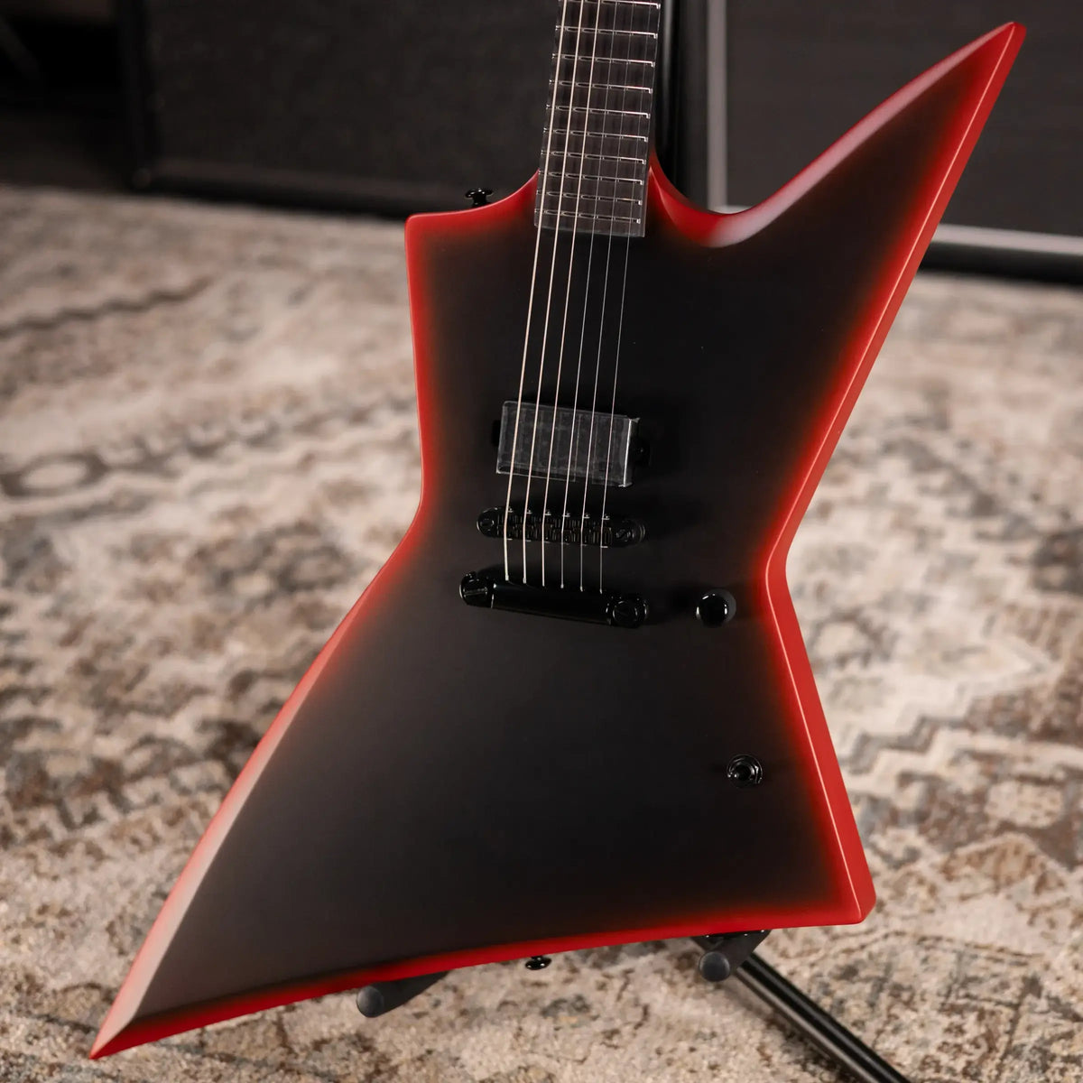 ESP LTD Black Metal EXL Electric Guitar - Black Red Burst Satin