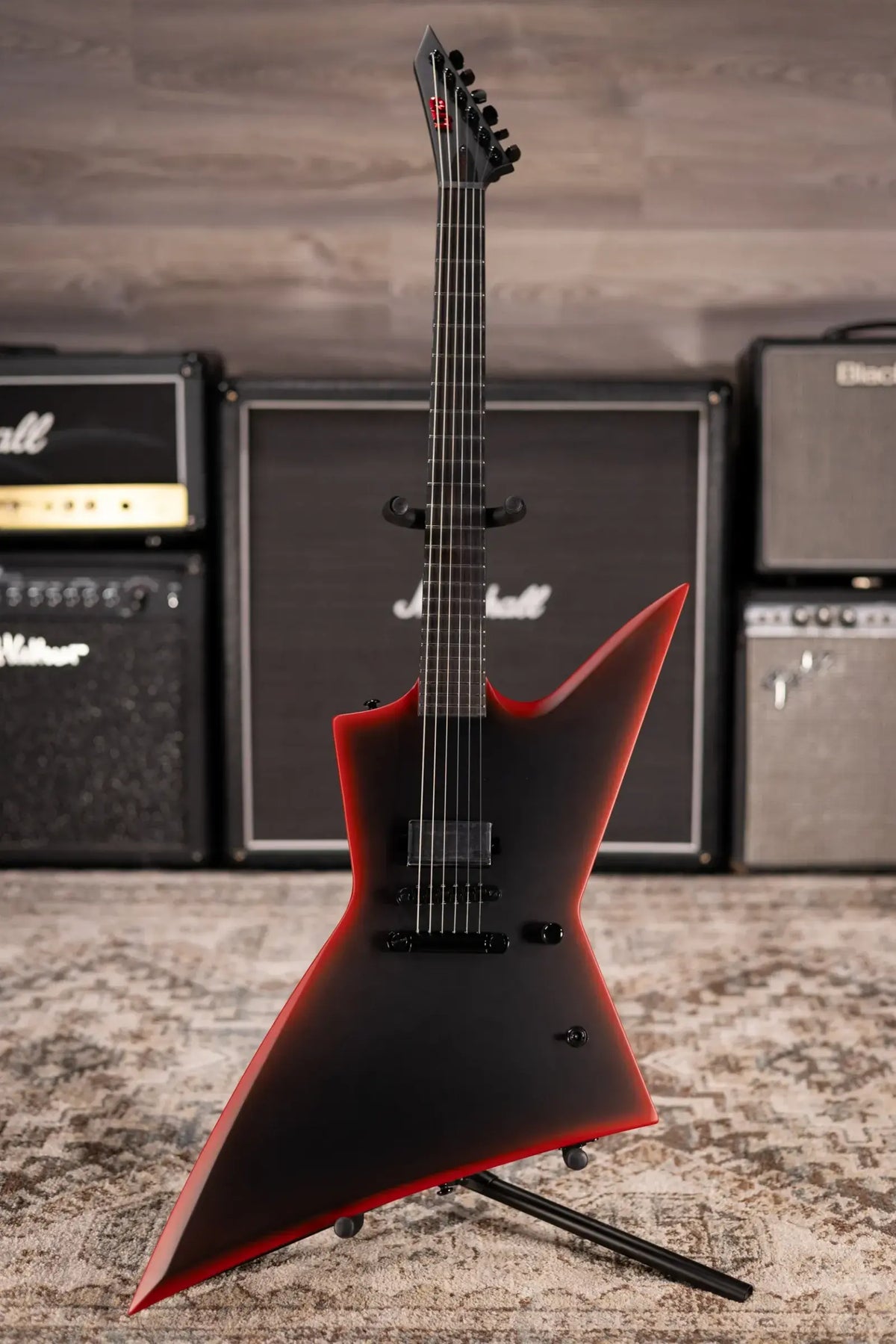 ESP LTD Black Metal EXL Electric Guitar - Black Red Burst Satin