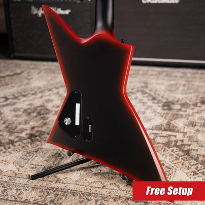 ESP LTD EXL-7 Baritone 7-String Black Metal Electric Guitar - Black Red Burst Satin