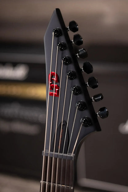 ESP LTD EXL-7 Baritone 7-String Black Metal Electric Guitar - Black Red Burst Satin