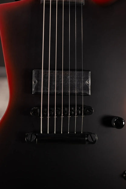 ESP LTD EXL-7 Baritone 7-String Black Metal Electric Guitar - Black Red Burst Satin