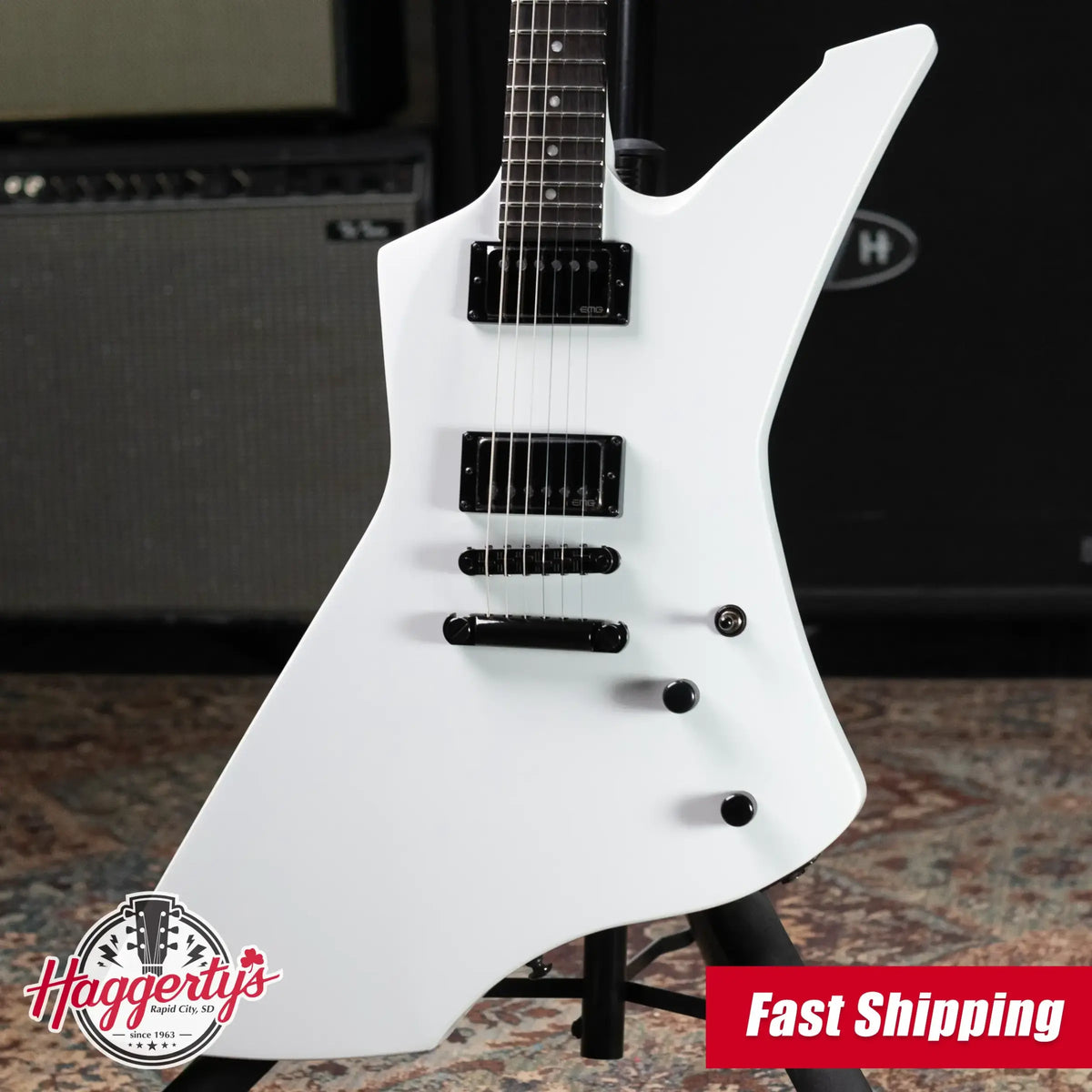 ESP LTD James Hetfield Signature Snakebyte Electric Guitar - Snow White with Hardshell Case