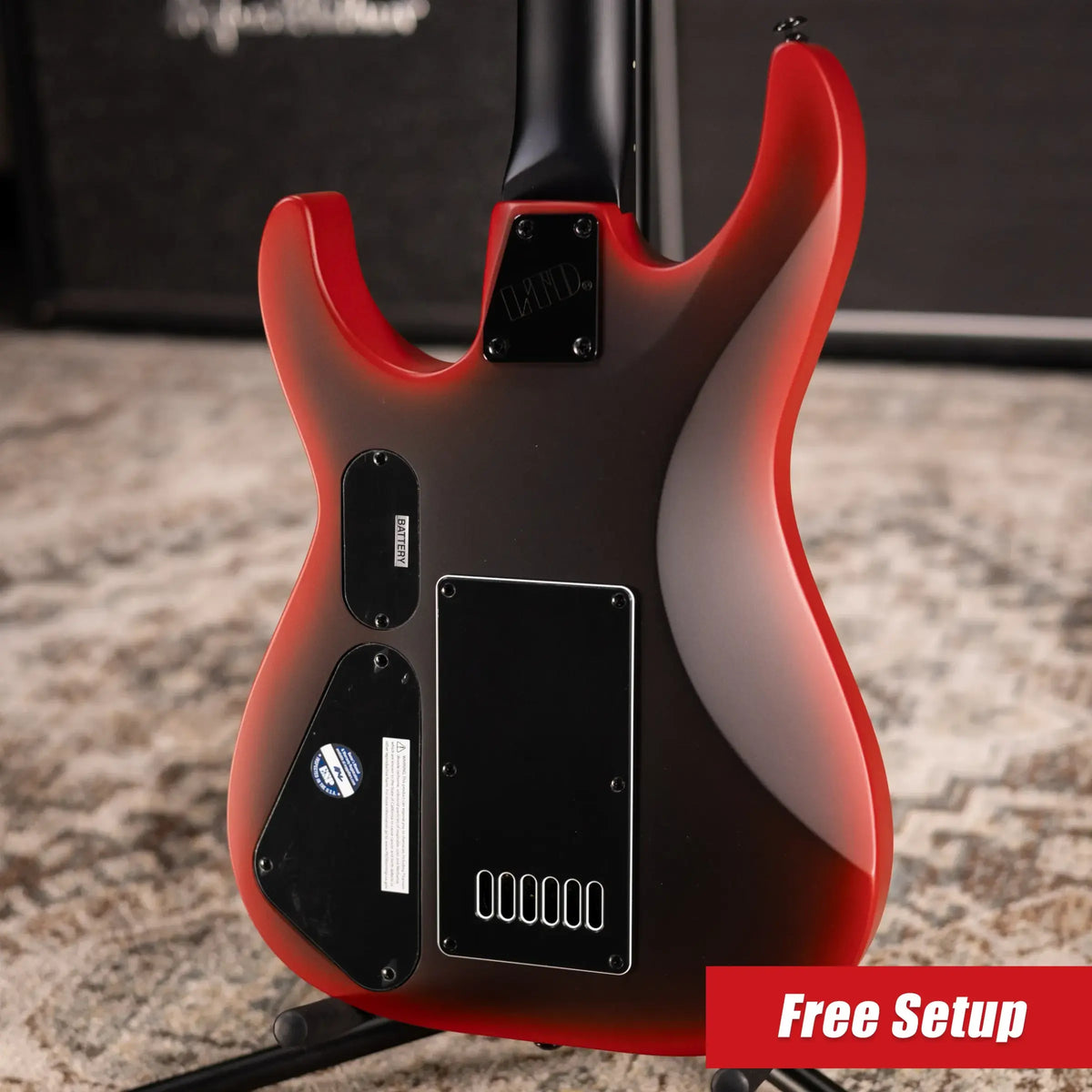 ESP LTD M-6 Evertune 30" Black Metal Electric Guitar - Black Red Burst Satin