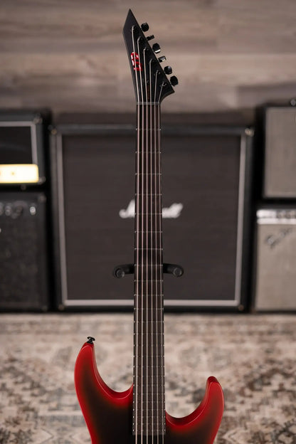 ESP LTD M-6 Evertune 30" Black Metal Electric Guitar - Black Red Burst Satin