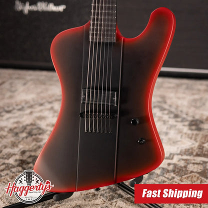 ESP LTD Phoenix-7 Baritone 7-String Black Metal Electric Guitar - Black Red Burst Satin